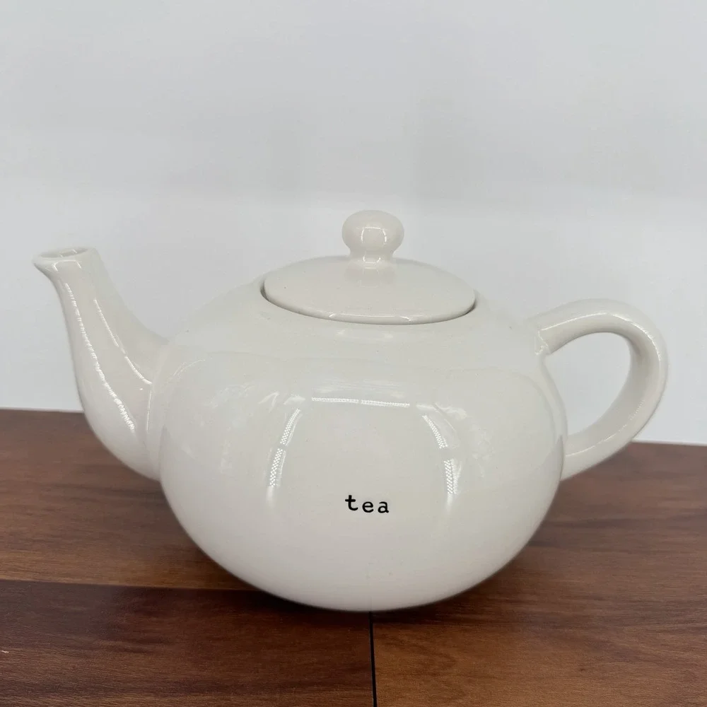 VTG 90s Pottery Barn Coffee House Tea Pot White Large 8-10 Cup 